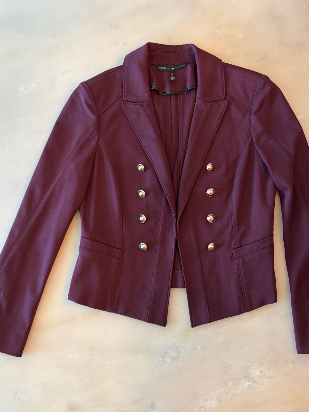 White House Black Market Burgundy Double-Breasted Blazer